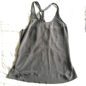Club Monaco Silk Racerback Tank Top Gray with Seam